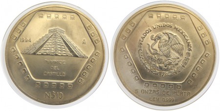 150 Euros 5 onzas Piramide del Castillo 1994  